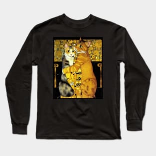 Cat Kiss, Gustav Klimt style Long Sleeve T-Shirt